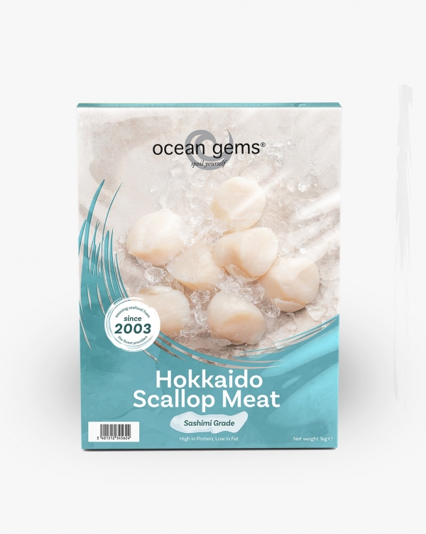 Ocean Gems Frozen Hokkaido Scallop Roe-Off 21-25PCS (1KG)